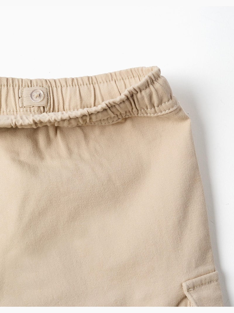 Bermudas cargo largas de sarga con cordón Beige claro - Kiabi
