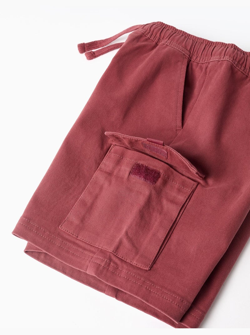Bermudas cargo largas de sarga con cordón Marrón - Kiabi