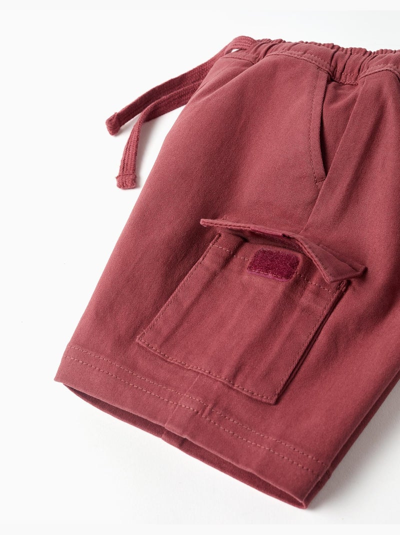 Bermudas cargo largas de sarga con cordón Marrón - Kiabi