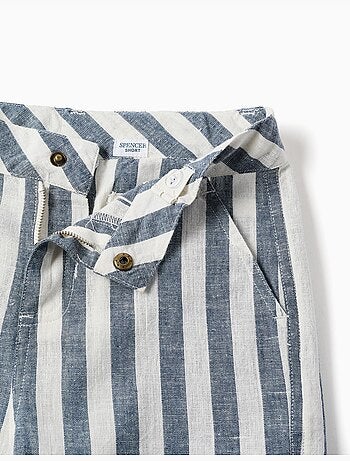 Bermudas chino de algodón y lino a rayas You&Me