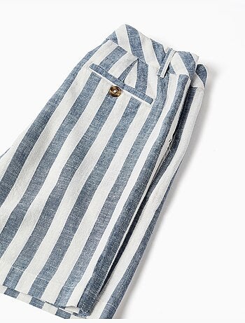Bermudas chino de algodón y lino a rayas You&Me