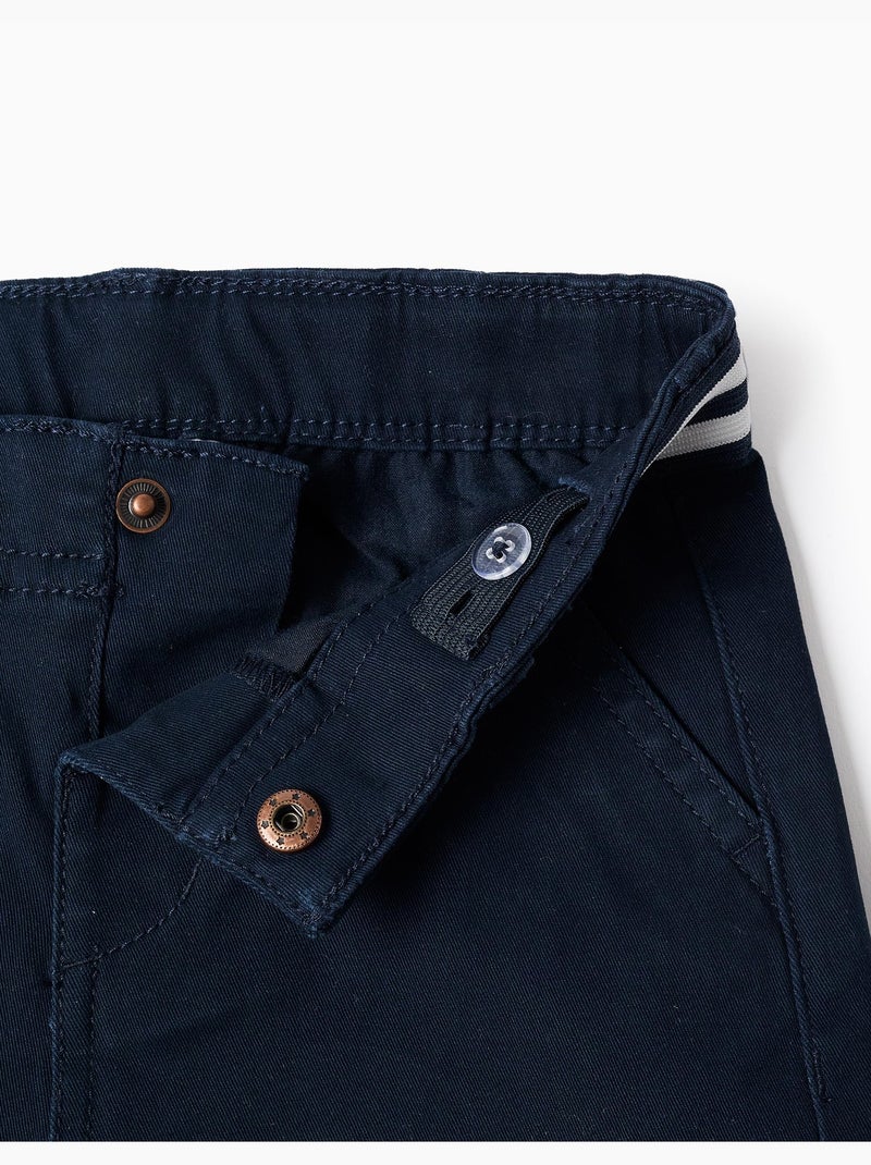 Bermudas chino de sarga con cinta a rayas Azul oscuro - Kiabi