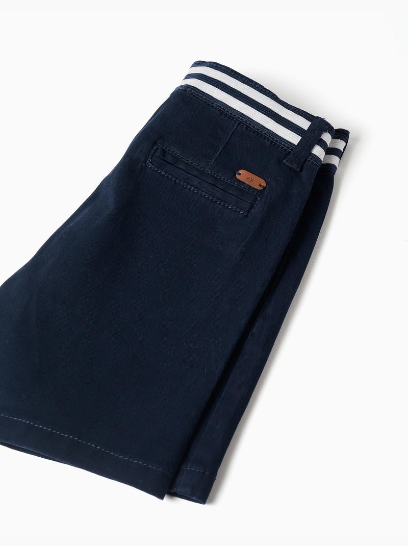 Bermudas chino de sarga con cinta a rayas Azul oscuro - Kiabi