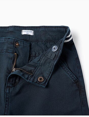 Bermudas chino de sarga con cinta a rayas