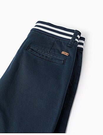 Bermudas chino de sarga con cinta a rayas