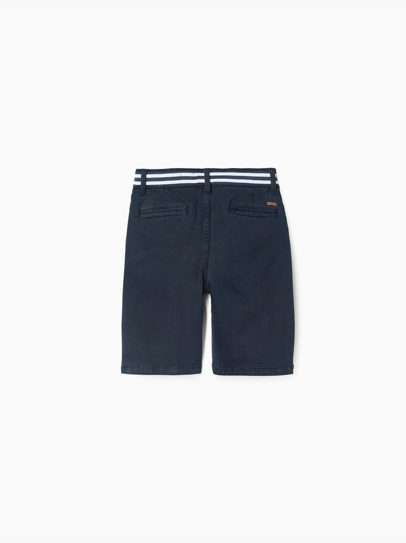 Bermudas chino de sarga con cinta a rayas Azul oscuro - Kiabi