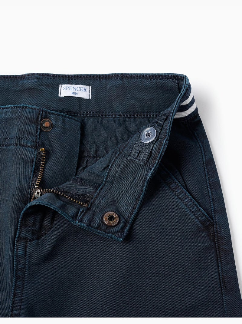 Bermudas chino de sarga con cinta a rayas Azul oscuro - Kiabi