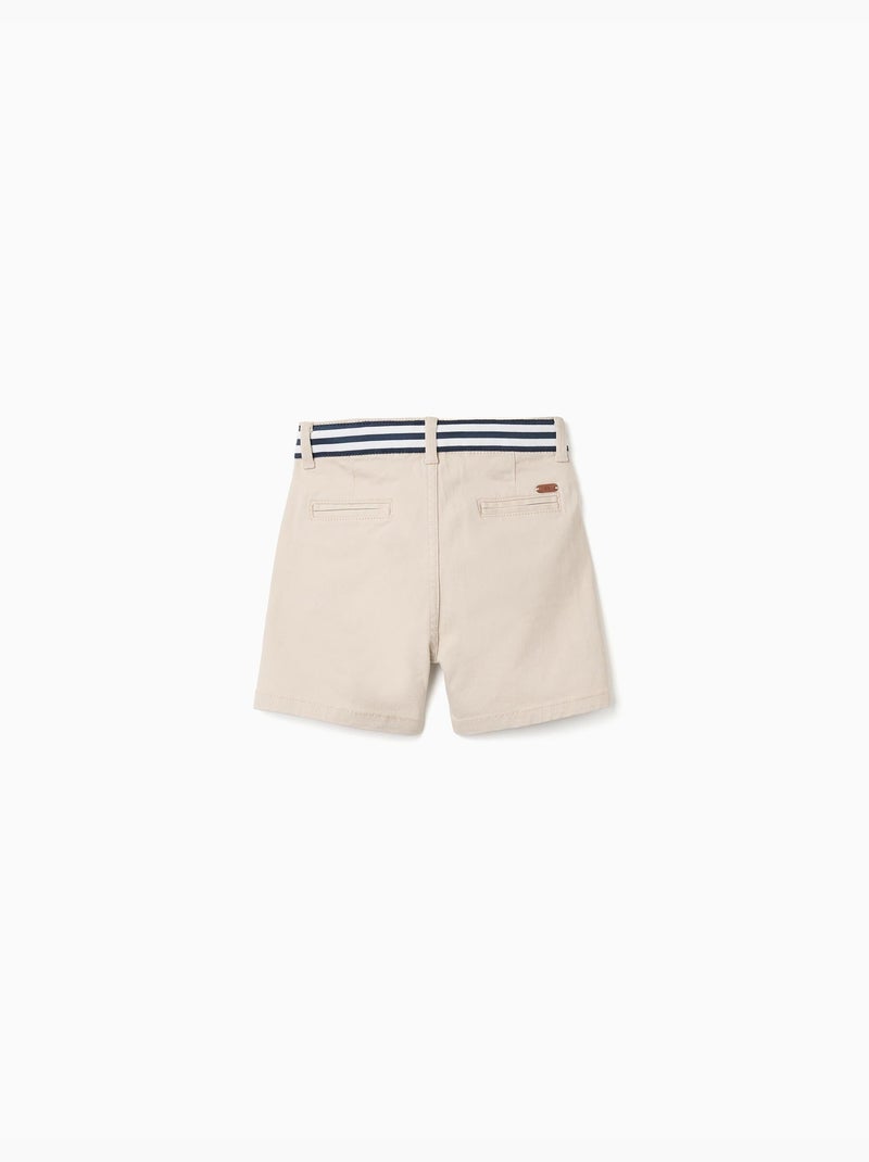 Bermudas chino de sarga con cinta a rayas Beige claro - Kiabi