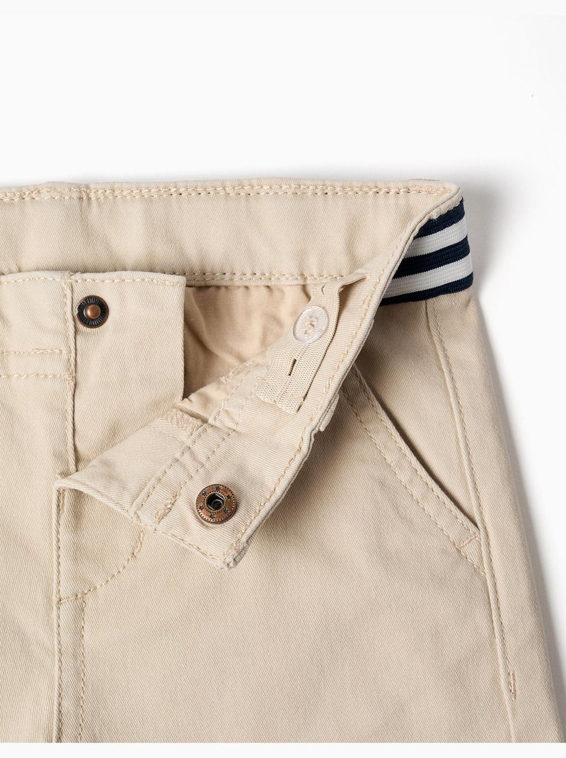 Bermudas chino de sarga con cinta a rayas Beige claro - Kiabi