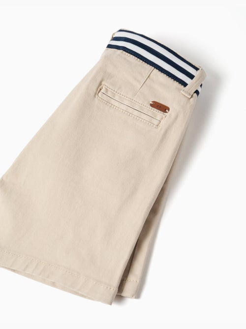 Bermudas chino de sarga con cinta a rayas - Kiabi