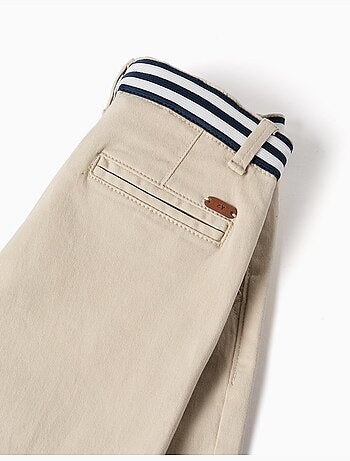 Bermudas chino de sarga con cinta a rayas