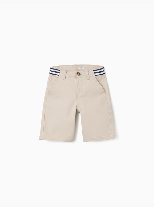 Bermudas chino de sarga con cinta a rayas - Kiabi
