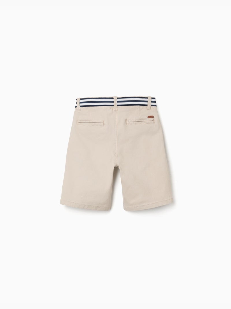 Bermudas chino de sarga con cinta a rayas Beige claro - Kiabi