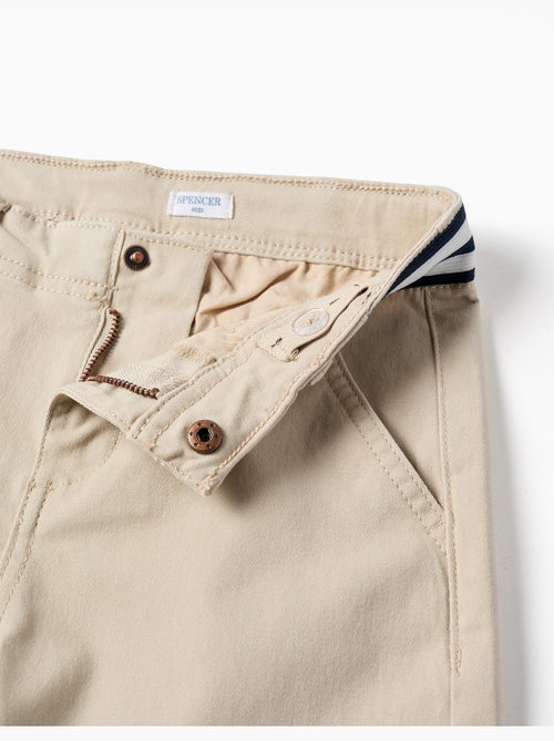 Bermudas chino de sarga con cinta a rayas - Kiabi
