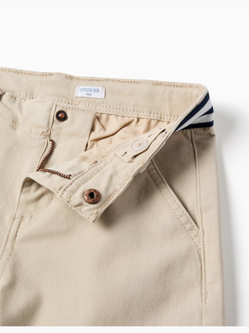Bermudas chino de sarga con cinta a rayas Beige claro - Kiabi