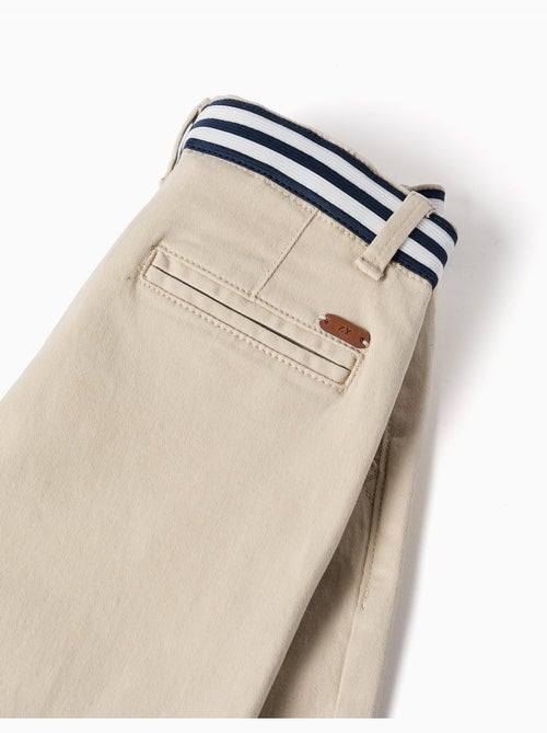 Bermudas chino de sarga con cinta a rayas - Kiabi