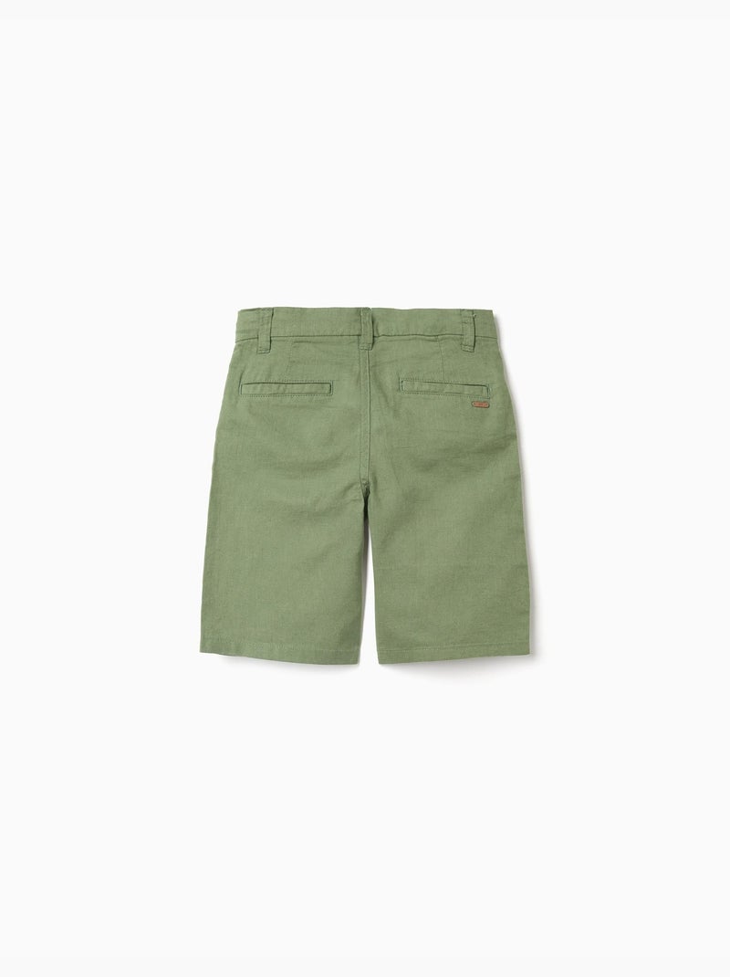 Bermudas chino largas en lino y algodón Verde - Kiabi