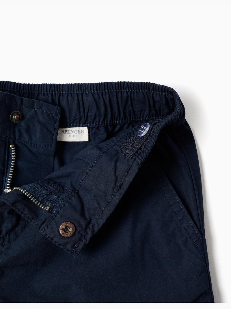 Bermudas chino midi en popelina Azul oscuro - Kiabi