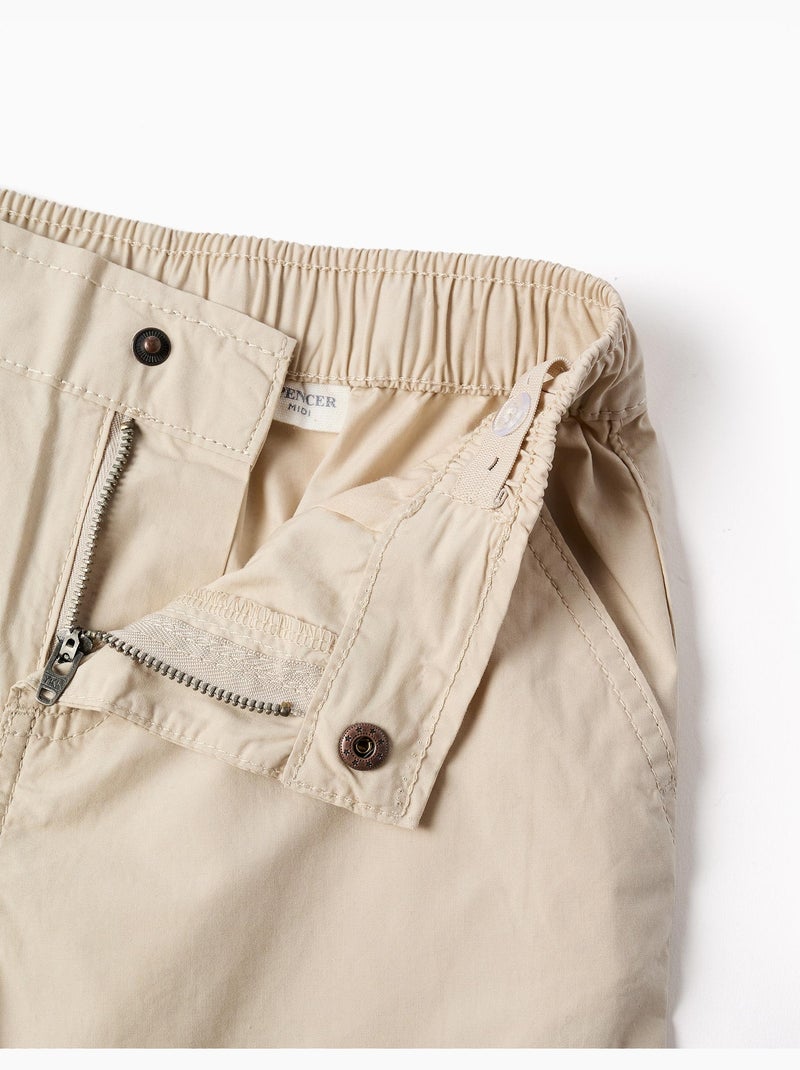 Bermudas chino midi en popelina Beige claro - Kiabi