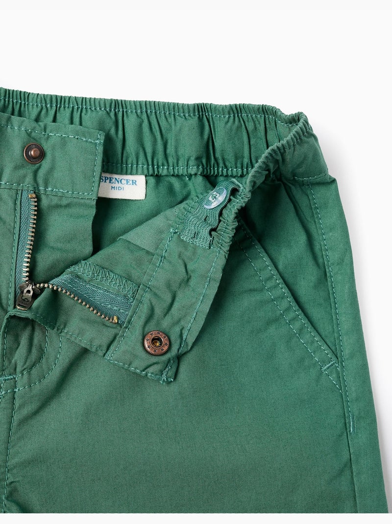 Bermudas chino midi en popelina Verde oscuro - Kiabi