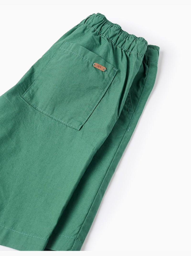 Bermudas chino midi en popelina Verde oscuro - Kiabi