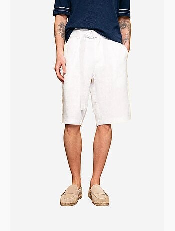 Bermudas chinos de mezcla de lino de tiro alto giesto
