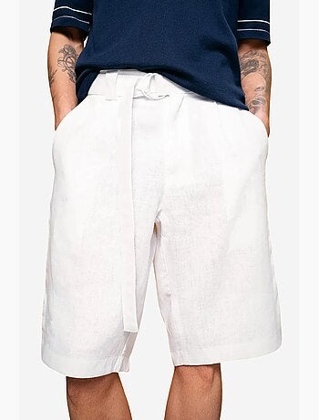 Bermudas chinos de mezcla de lino de tiro alto giesto