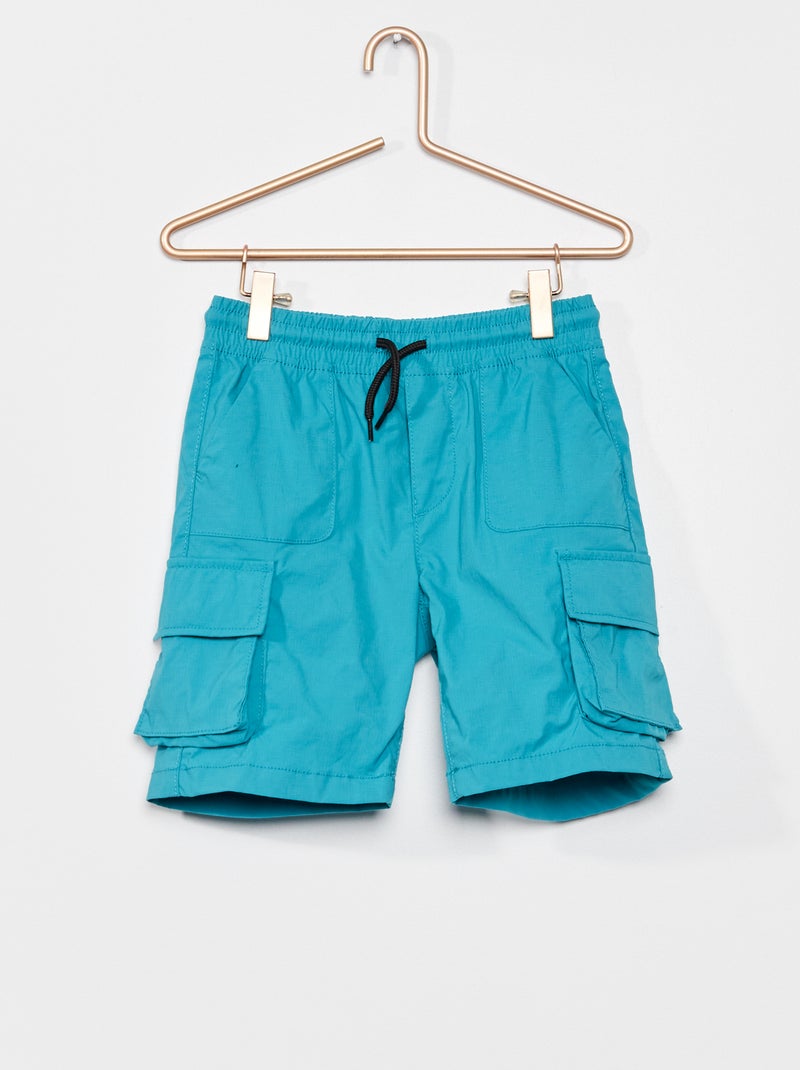 Bermudas con bolsillos cargo azul verde - Kiabi