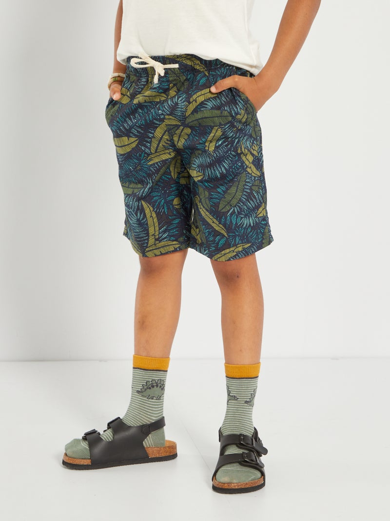 Bermudas con estampado 'tropical' NEGRO - Kiabi