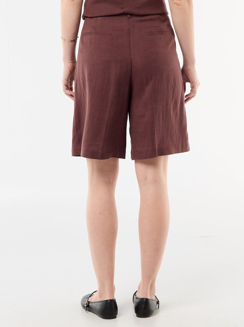 Bermudas con pinzas Marron - Kiabi