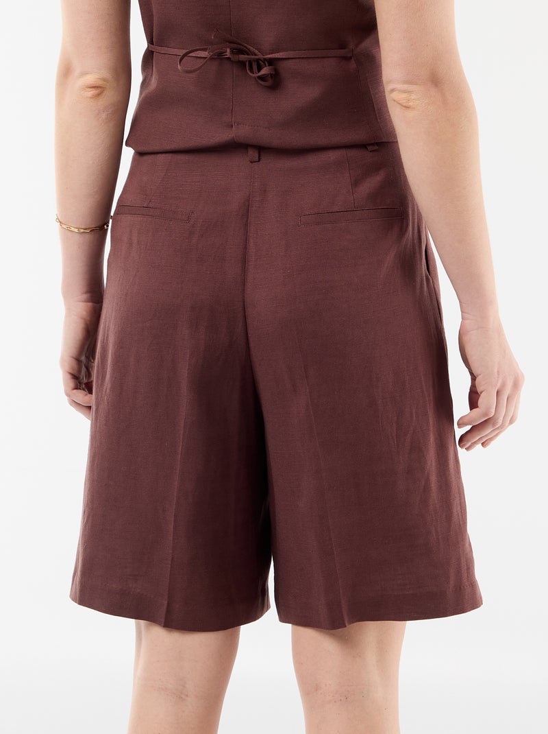 Bermudas con pinzas Marron - Kiabi