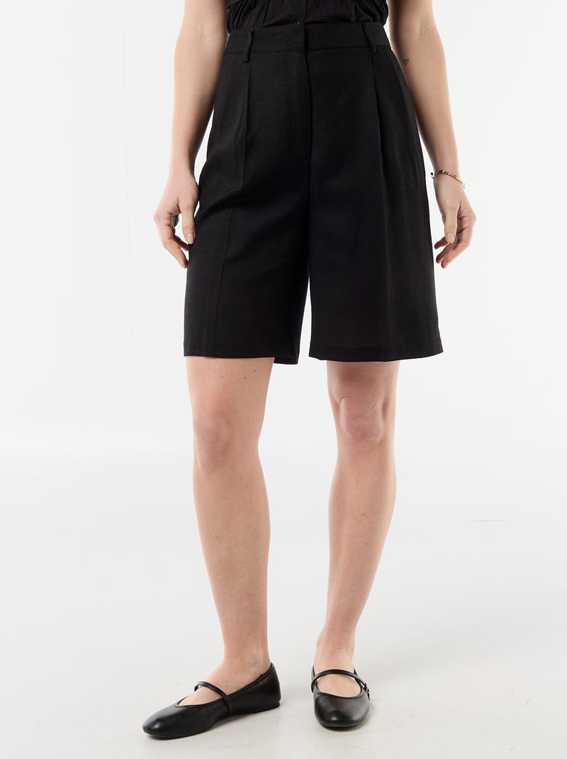 Bermudas con pinzas Negro - Kiabi