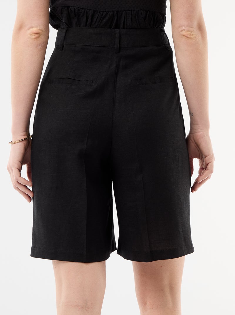 Bermudas con pinzas Negro - Kiabi