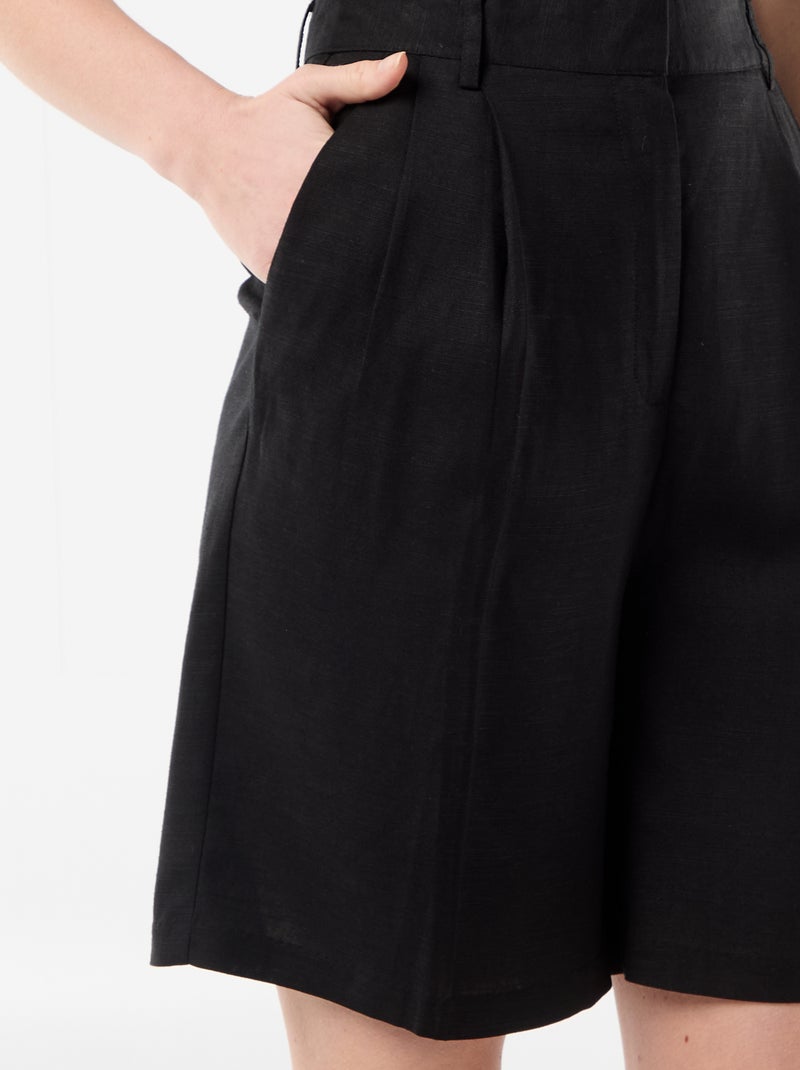Bermudas con pinzas Negro - Kiabi