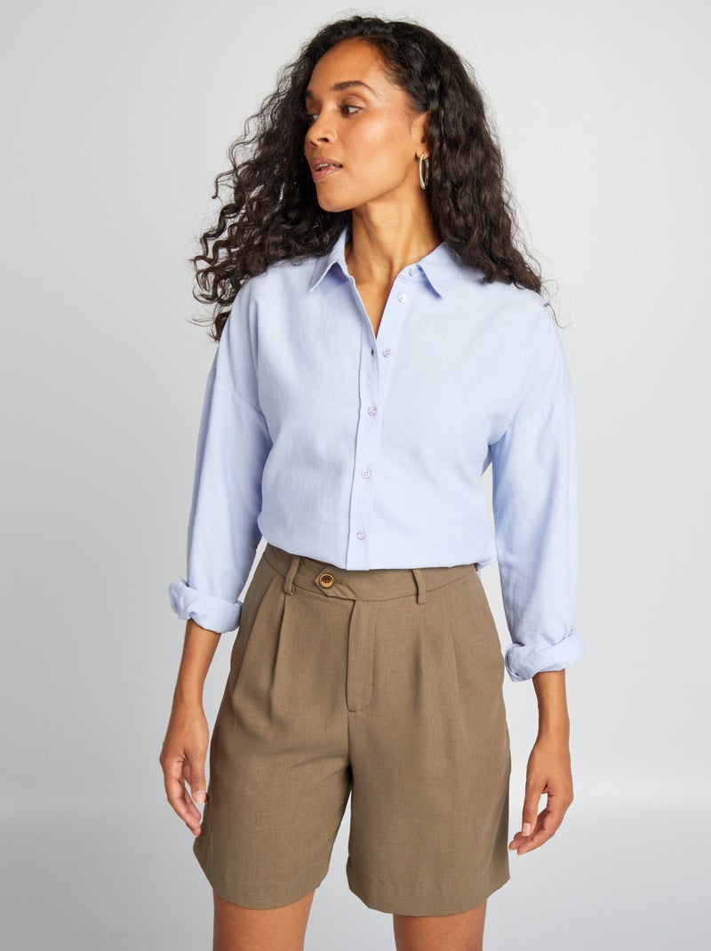 Bermudas con pinzas talle alto KAKI - Kiabi