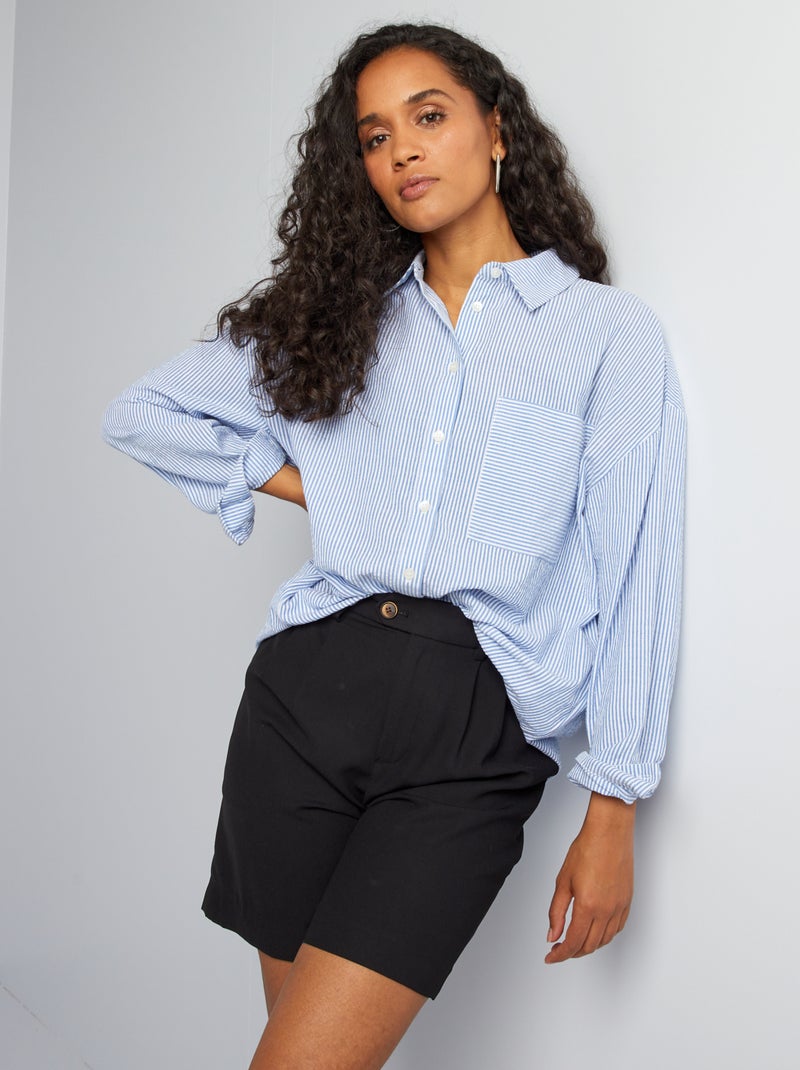 Bermudas con pinzas talle alto negro - Kiabi