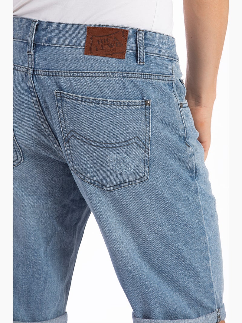 Bermudas de algodón de corte relajado LINUS Azul - Kiabi
