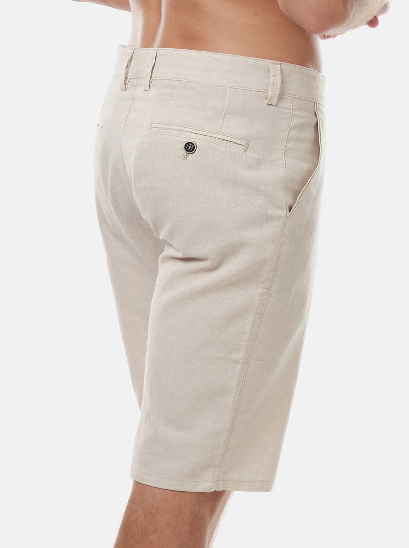 Bermudas de algodón y lino Beige claro - Kiabi
