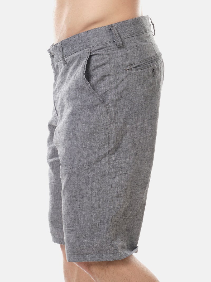 Bermudas de algodón y lino Gris antracita - Kiabi