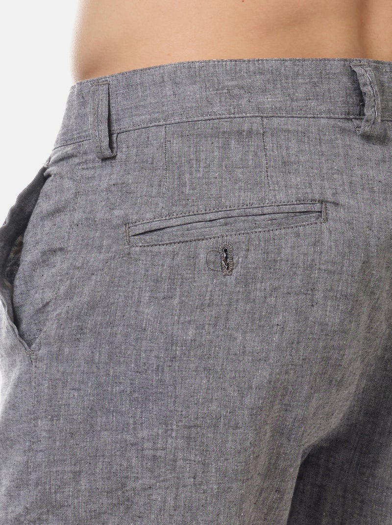 Bermudas de algodón y lino Gris antracita - Kiabi