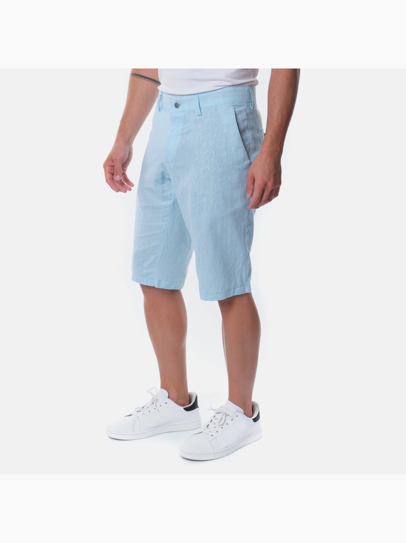 Bermudas de algodón y lino Verde agua - Kiabi