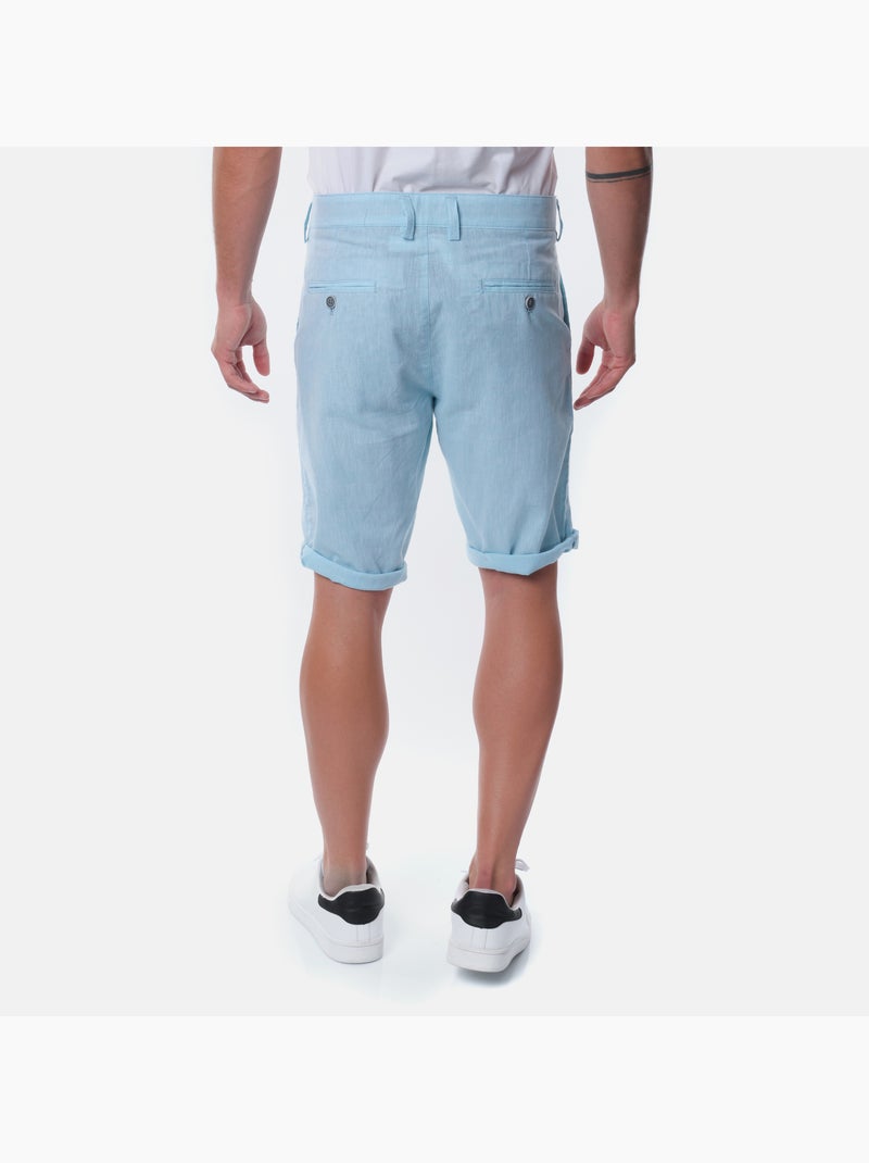 Bermudas de algodón y lino Verde agua - Kiabi
