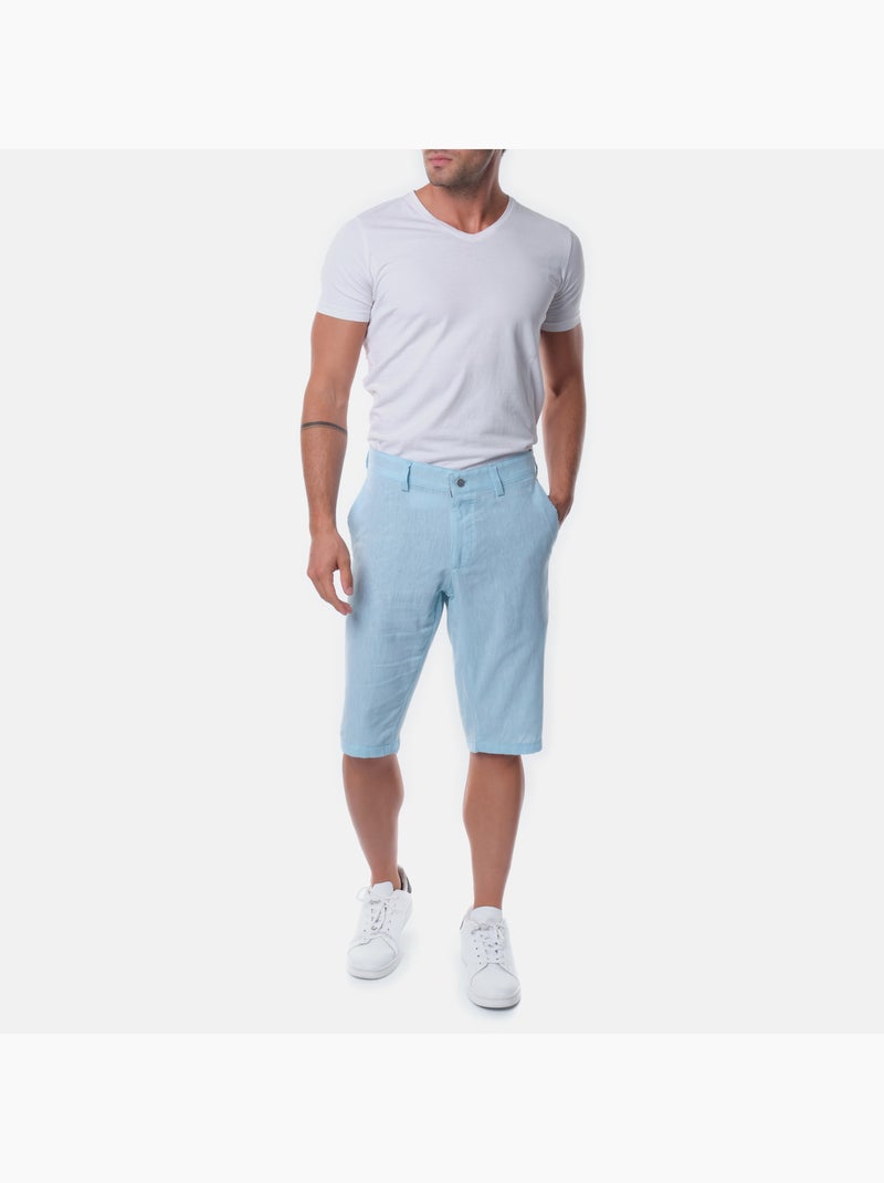 Bermudas de algodón y lino Verde agua - Kiabi