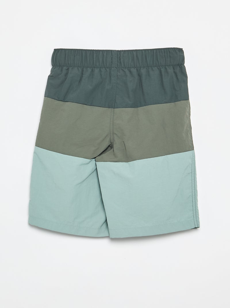 Bermudas de baño largas de rayas Kaki - Kiabi