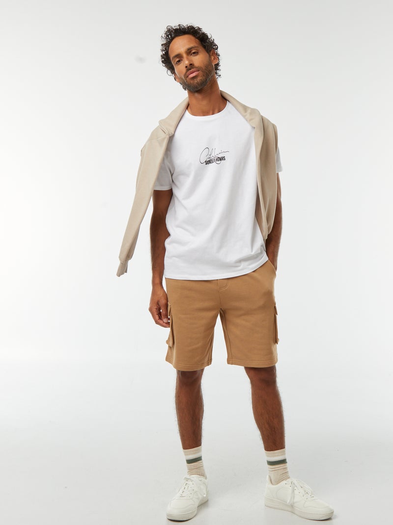 Bermudas de chándal ligeras multibolsillos Beige - Kiabi
