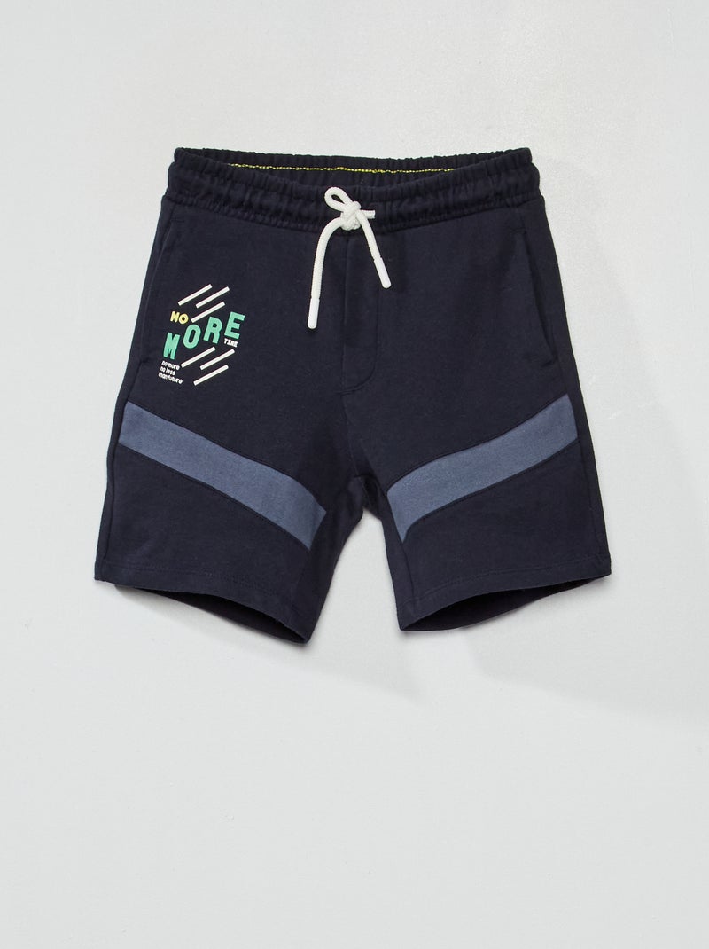 Bermudas de felpa con bandas a contraste AZUL - Kiabi