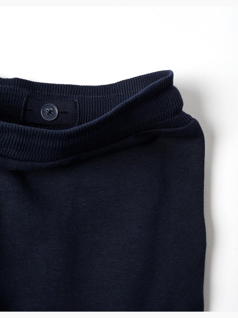 Bermudas de felpa con bolsillos cargo y cordón Azul oscuro - Kiabi