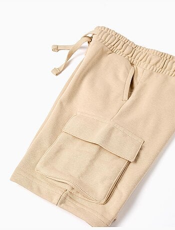 Bermudas de felpa con bolsillos cargo y cordón