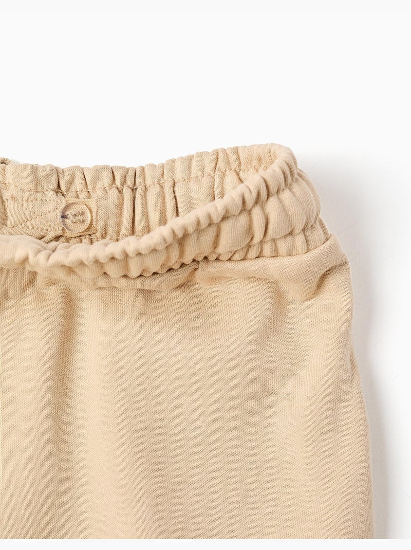Bermudas de felpa con bolsillos cargo y cordón Beige claro - Kiabi