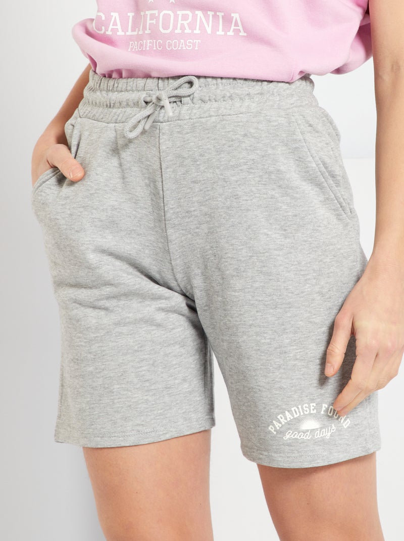 Bermudas de felpa con cintura elástica GRIS - Kiabi